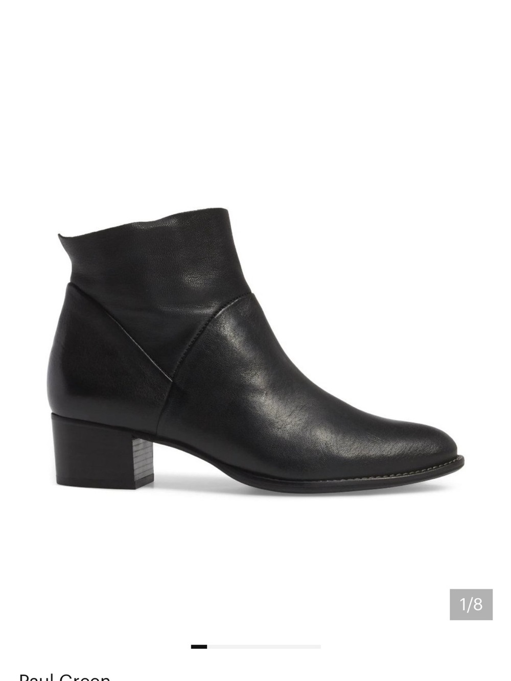 Paul Green Nelly Black Leather Low Block Heel Ankle Boot
